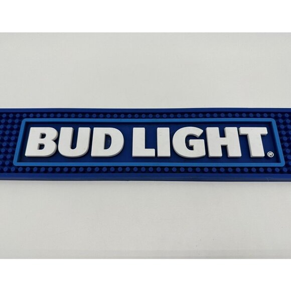 Bud Light Bar Mat Blue Rubber Barware Budweiser White Logo Anheuser Busch - Picture 4 of 8